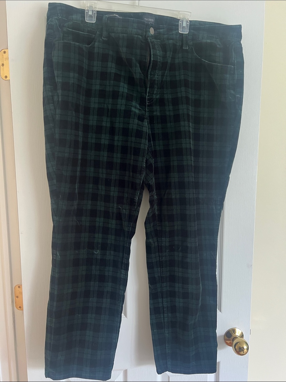 Talbots Velveteen Black and Dark Green Plaid Trousers